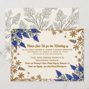 Texas-Bluebonnet-Botanische-Hochzeitseinladung Save The Date