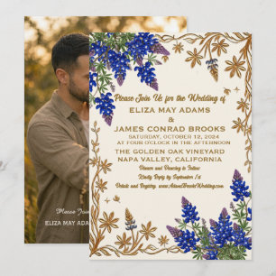 Texas Bluebonnet Foto Hochzeitseinladung Save The Date