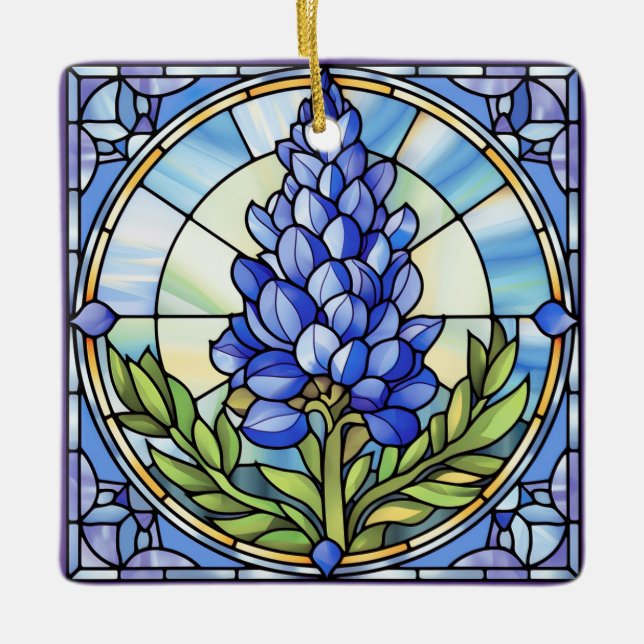 Texas Bluebonnet Glasdesign Keramikornament (Vorderseite)