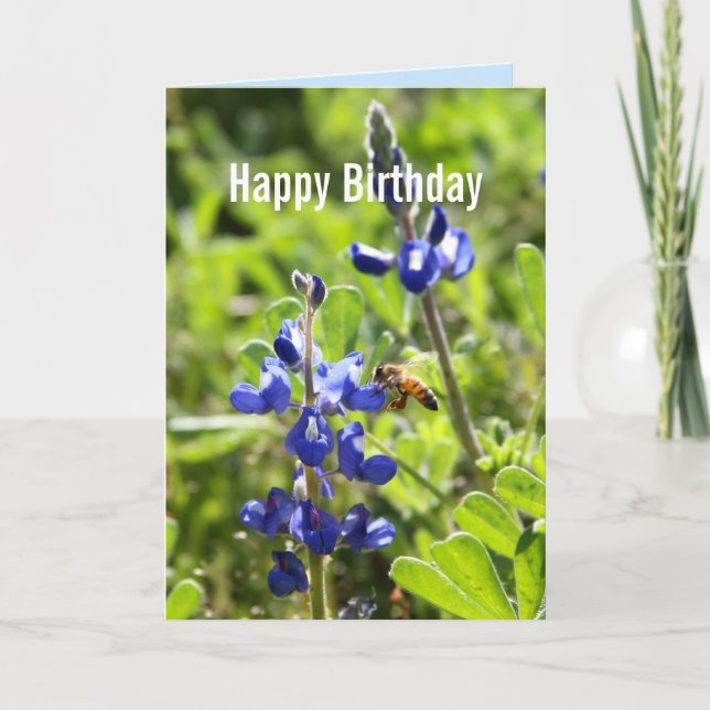 Texas Bluebonnet Happy Birthday Karte (Vorderseite)