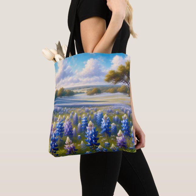 Texas Bluebonnet Meadow Landscape Tasche (Von Nahem)