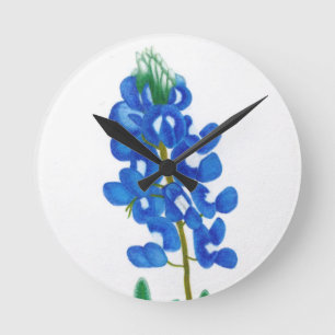 Texas Bluebonnet Wall Clock Runde Wanduhr