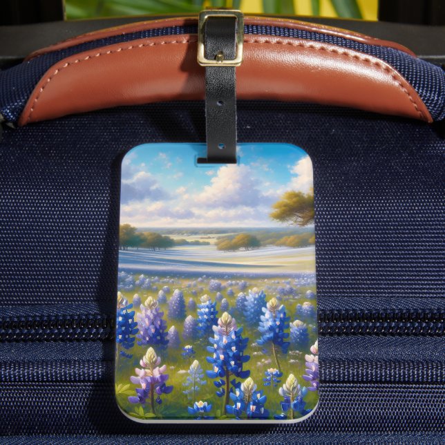 Texas Bluebonnet-Wiesenlandschaft Gepäckanhänger (Vorderseite Insitu 2)