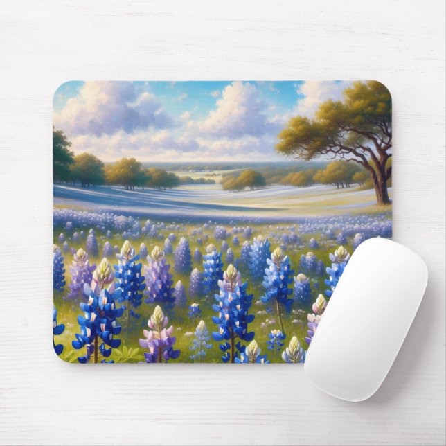 Texas Bluebonnet-Wiesenlandschaft Mousepad (Mit Mouse)
