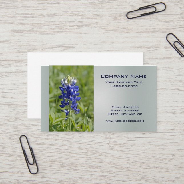 Texas Bluebonnet Wildblume Business Card Visitenkarte (Vorderseite/Rückseite Beispiel)