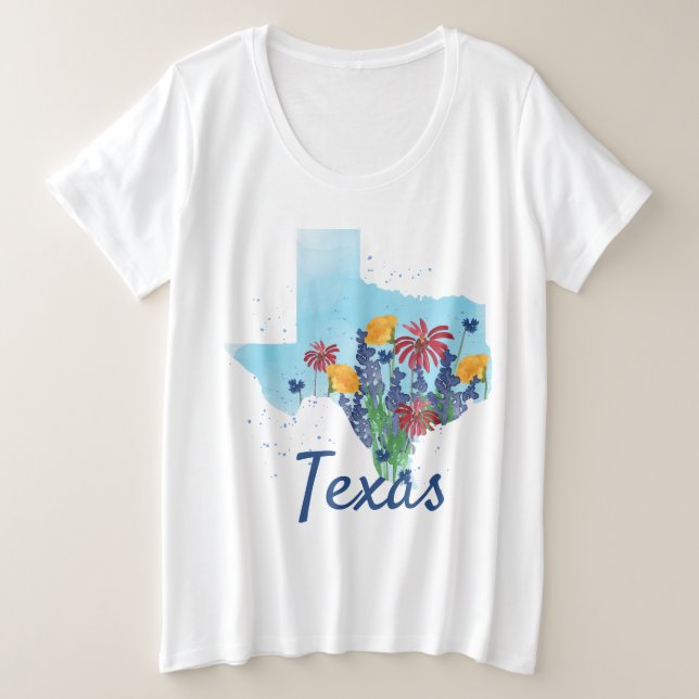 Texas Bluebonnet Wildblumen Große Größe T-Shirt (Design vorne)