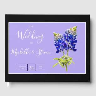 Texas Bluebonnets auf Lavendel, Frühjahrshochzeit Gästebuch