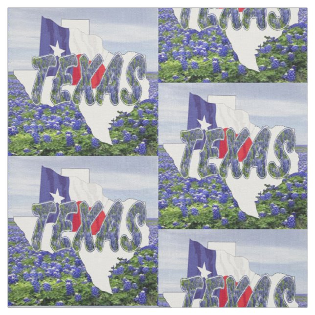 Texas Bluebonnets Flag and Landscape Fabric 4.5" Stoff (Muster)