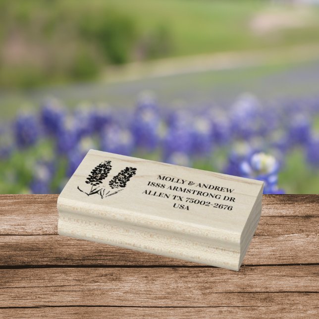 Texas Bluebonnets Floral Wedding Rücksendeadresse Gummistempel (Von Creator hochgeladen)