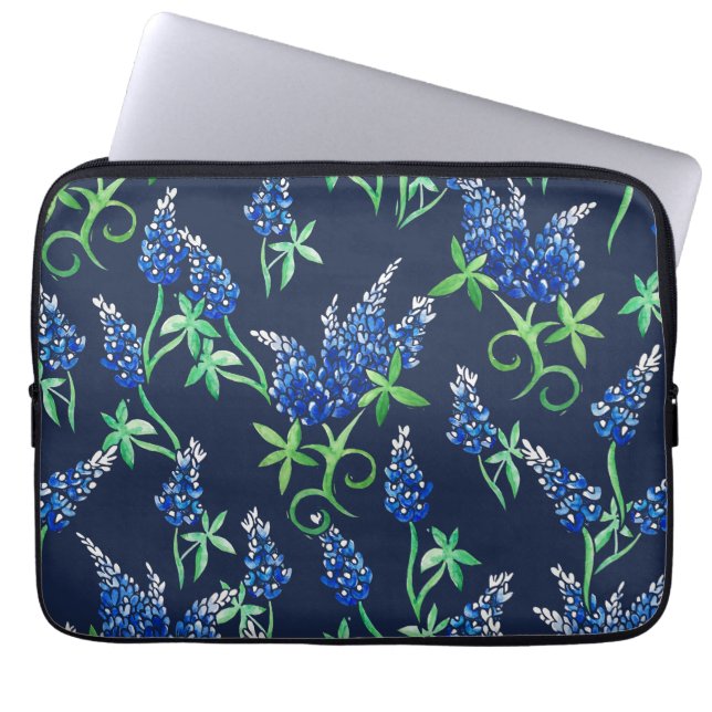 Texas Bluebonnets Florale Blaue Laptopschutzhülle (Vorderseite)