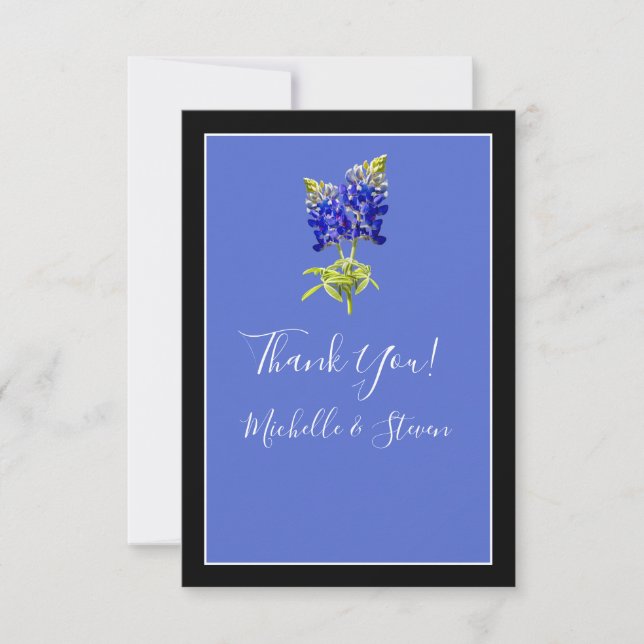 Texas Bluebonnets on Blue, Spring Wedding Dankeskarte (Vorderseite)