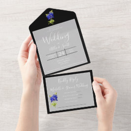 Texas Bluebonnets on Light Gray, Spring Wedding All In One Einladung
