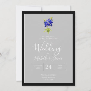 Texas Bluebonnets on Light Gray, Spring Wedding Einladung