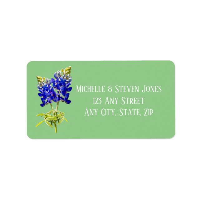 Texas Bluebonnets on Sage, Frühjahrssehen Adressaufkleber (Vorne)