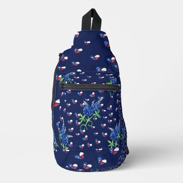Texas Bluebonnets "Proud Texan" Crossbody Bag (Vorderseite)