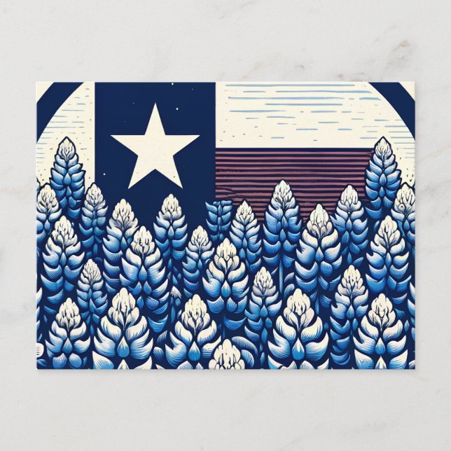Texas Bluebonnets Staatsflagge Texanischer Stolz Postkarte (Vorderseite)