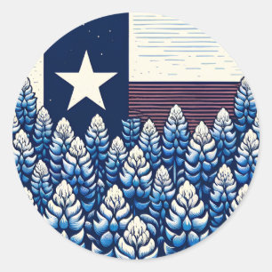 Texas Bluebonnets Staatsflagge Texanischer Stolz Runder Aufkleber