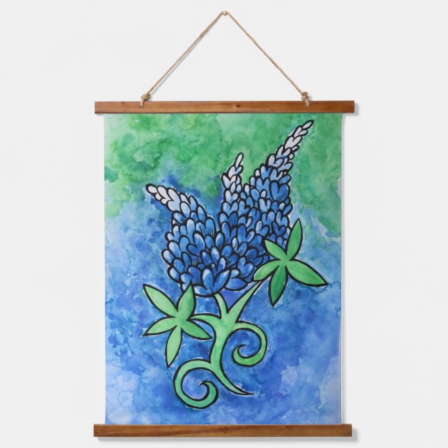 Texas Bluebonnets Wandteppich Mit Holzrahmen (Vorderseite)