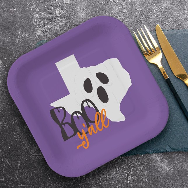 Texas Boo Y'all Halloween Pappteller (Von Creator hochgeladen)