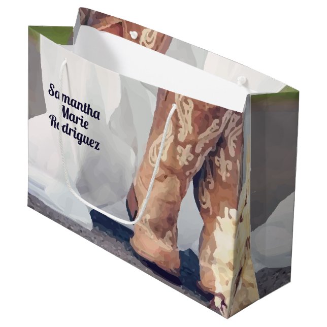 Texas Bride in Boots Brautparty Große Geschenktüte (Vorderseite Schrägansicht)