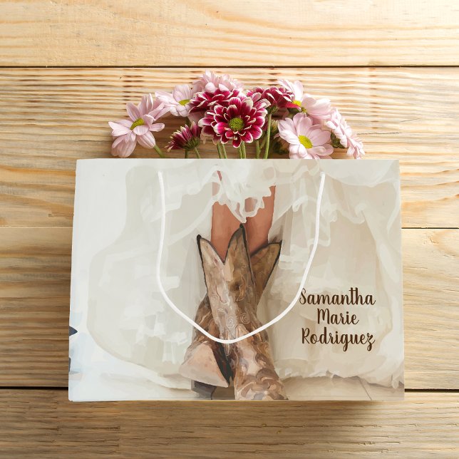 Texas Bride in Boots Brautparty Große Geschenktüte (Von Creator hochgeladen)