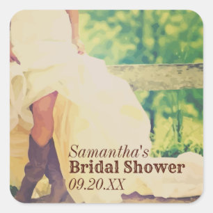 Texas Bride in Boots Brautparty Square Sticker