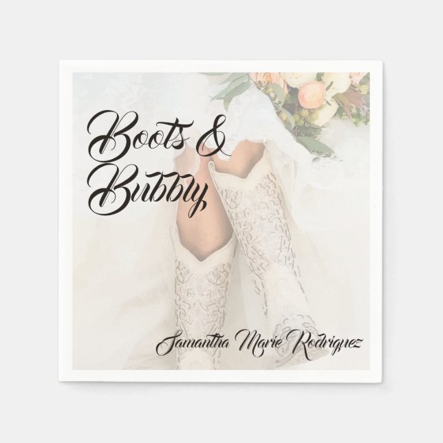 Texas Bride Kristall Boots Brautparty Serviette (Vorderseite)