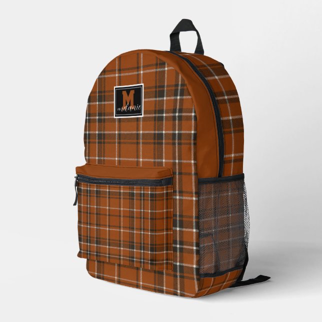 Texas burnt orange checkered plaid tartan bedruckter rucksack (Rückseitige Ecke Rechts)