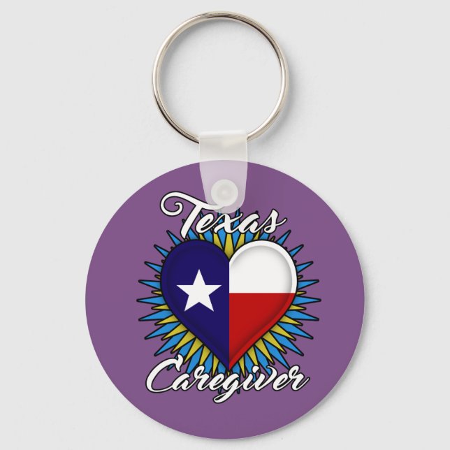 Texas Caregiver Schlüsselanhänger (lila Hintergrun (Vorderseite)