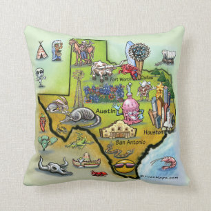 Texas-Cartoon-Karte Kissen