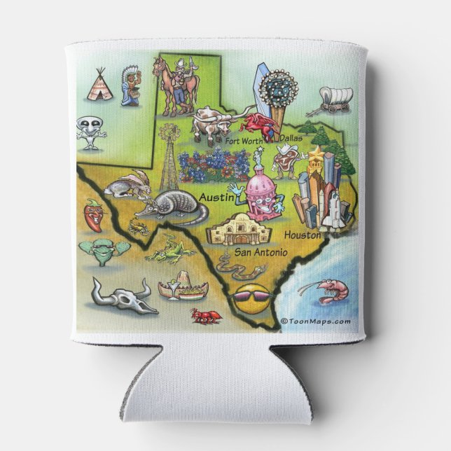Texas Cartoon Map Dosenkühler (Rückseite)