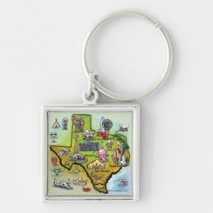 Texas Cartoon Map Schlüsselanhänger