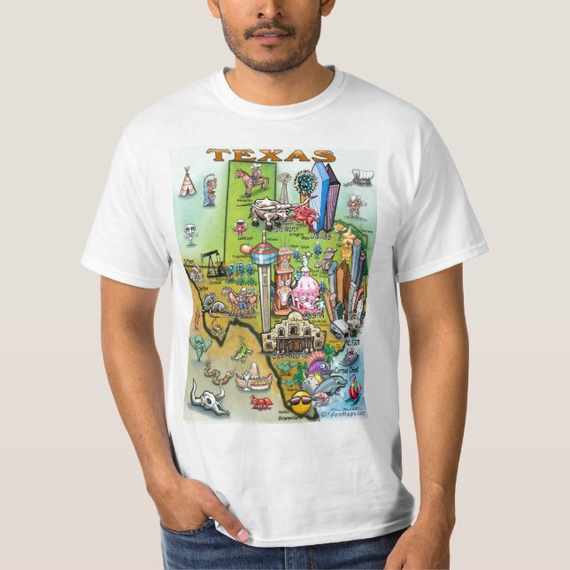 Texas Cartoon Map T-Shirt (Vorderseite)