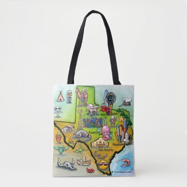 Texas Cartoon Map Tasche (Vorderseite)