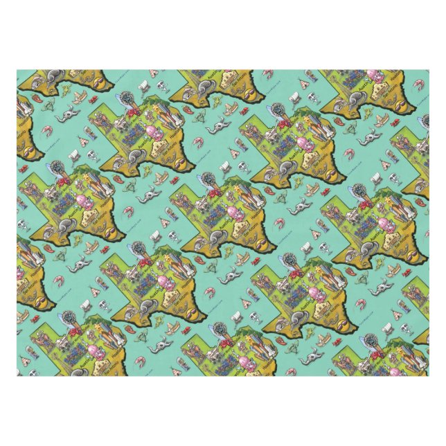 Texas Cartoon Map Tischdecke (Vorderseite (Horizontal))