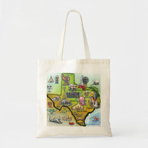 Texas Cartoon Map Tragetasche