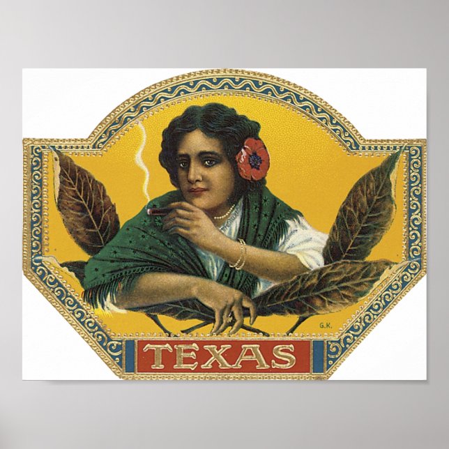Texas Cigar Label Poster (Vorne)