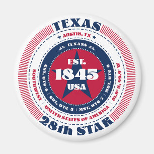 Texas Circle Typographie Souvenir Magnet