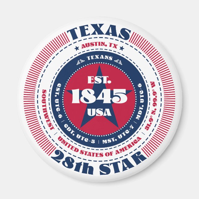 Texas Circle Typographie Souvenir Magnet (Devant)
