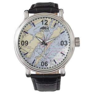 Texas Coastal Bend Nautic Chart Watch Armbanduhr