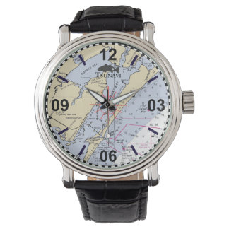 Texas Coastal Bend Nautic Chart Watch Armbanduhr