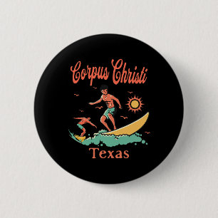 Texas Corpus Christi Tx Surfer Surfen Angeln Pier Button
