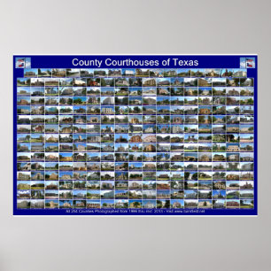 Texas Courthouses Poster (blau horizontal)