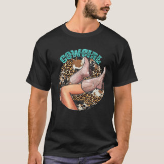 Texas Cowboy Boots Türkis Leopard Kuh Printkuh T-Shirt