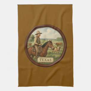 Texas Cowboy Braunes Küchenhandtuch Geschirrtuch
