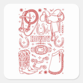 Texas Cowboy Pack Quadratischer Aufkleber
