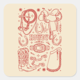 Texas Cowboy Pack Quadratischer Aufkleber