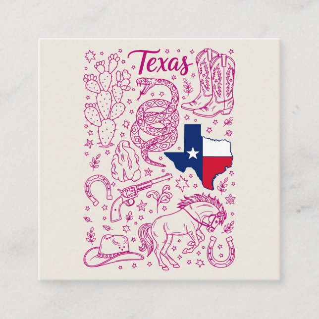 Texas Cowboy Pack Western Vibes Quadratische Visitenkarte (Vorderseite)