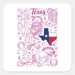Texas Cowboy Pack Western Vibes Quadratischer Aufkleber