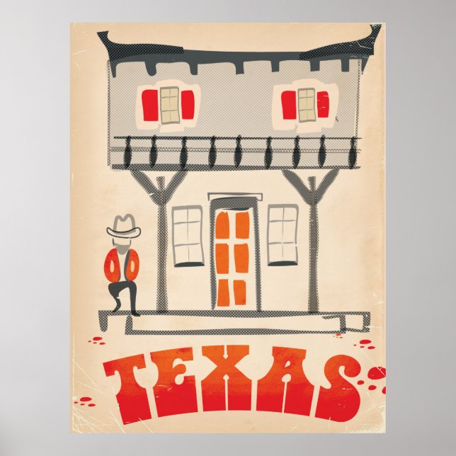 Texas Cowboy Vintag Style Reiseposter Poster (Vorne)